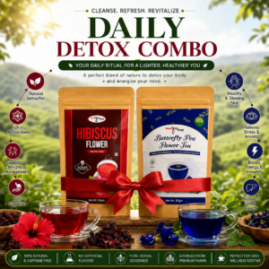 Kadambari Daily Detox Combo with hibiscus tea and butterfly pea flower tea pouches