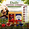 Daily Detox Combo benefits infographic featuring Hibiscus Flower Tea and Butterfly Pea Flower Tea with detox and wellness benefits.